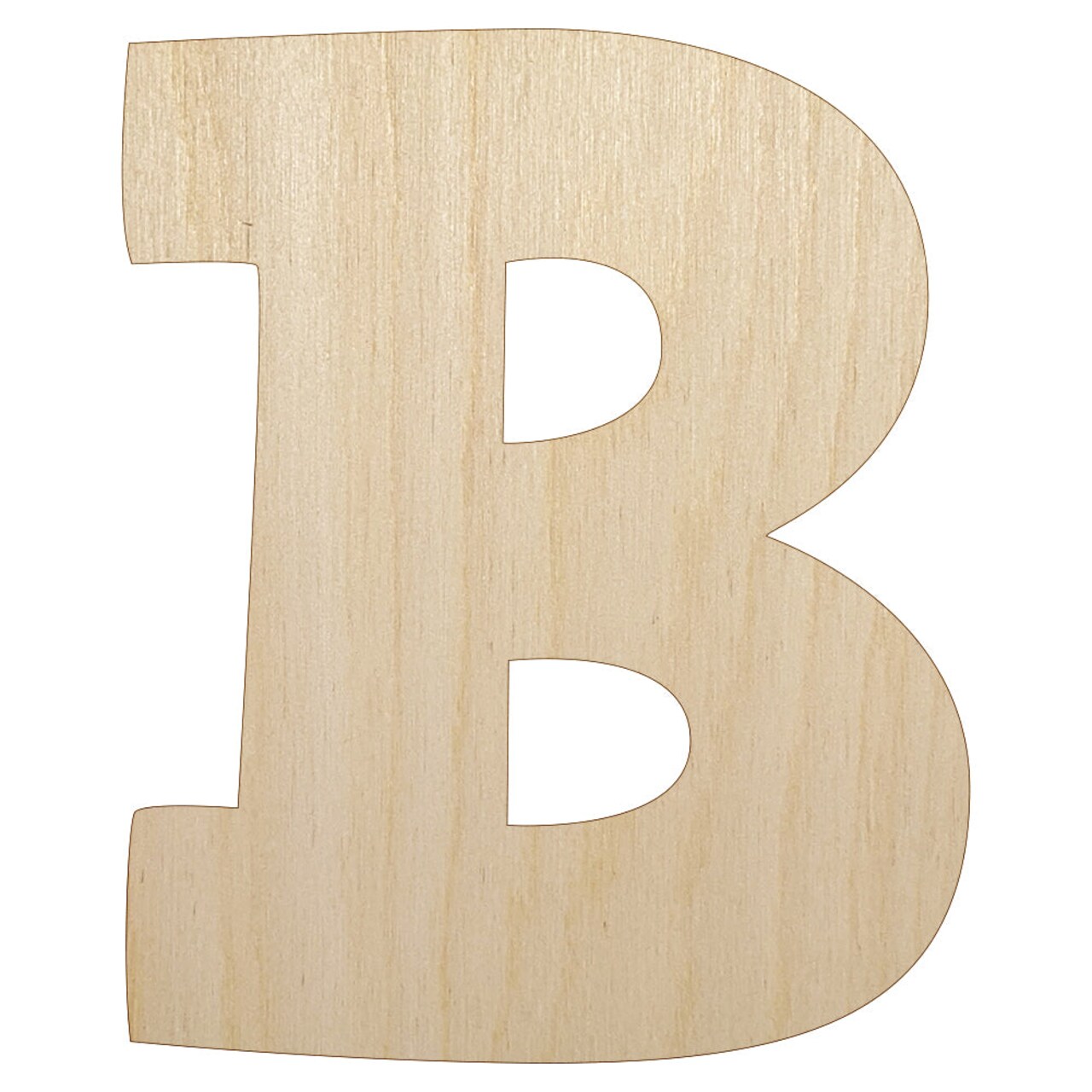 Letter B Uppercase Fun Bold Font Unfinished Wood Shape Piece Cutout for DIY Craft Projects